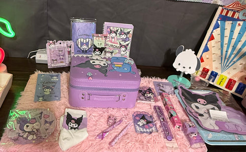 Kuromi Hard Travel Case 🖤💀 — 15 Items Inside!