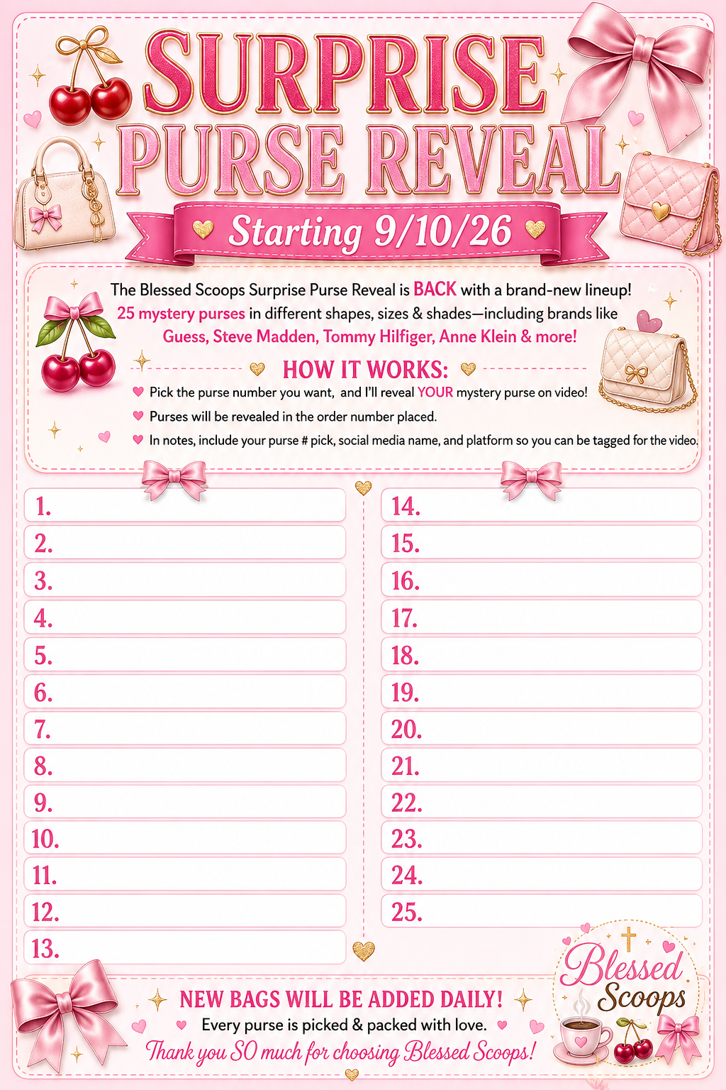 NEW 🍒 PURSE PICK (starting 9/15) Get yours NOW