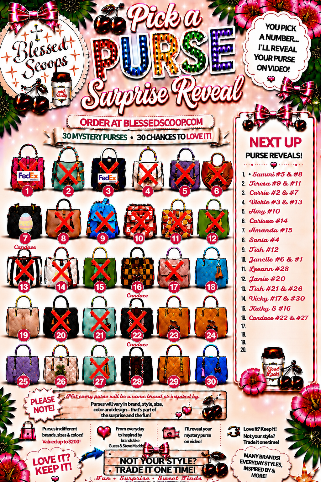 🍒 Pick Purse Reveal-Sold Out “For Now”