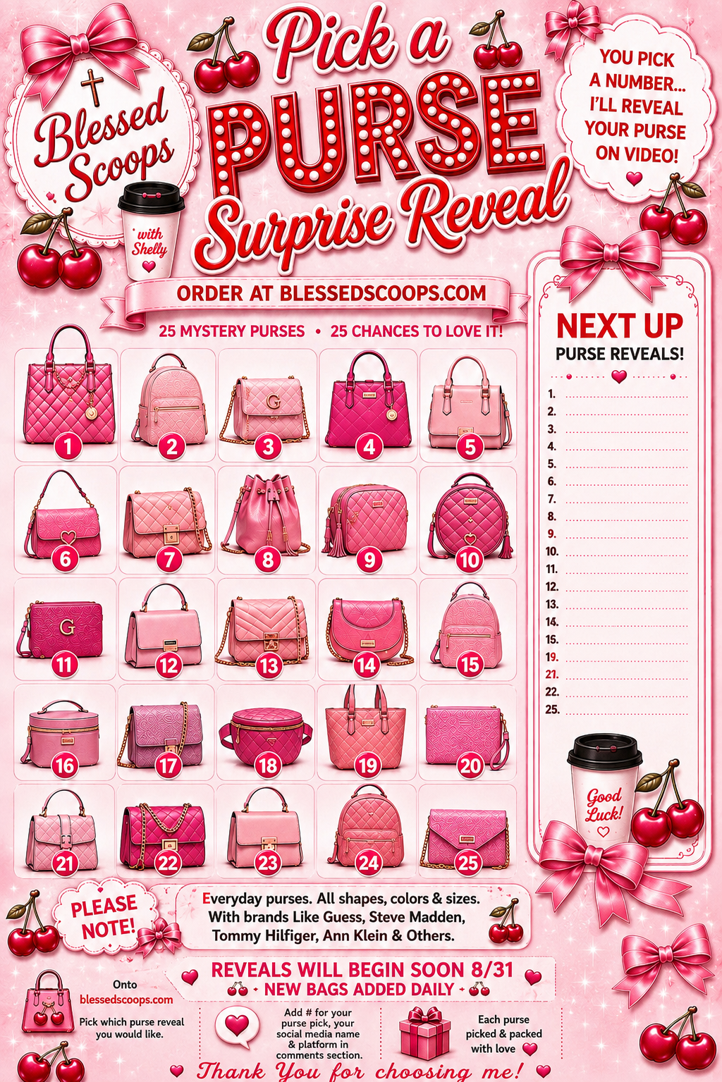 New Surprise 🍒 Purse Reveal 🍒 Starts 8/31